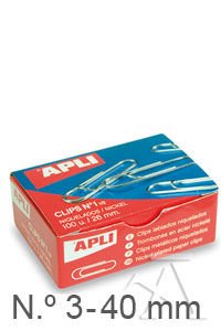 Caja 100 Clips Niquelados 40mm Nº3 Apli