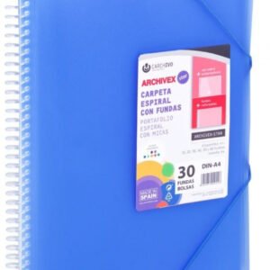 Carpeta A4 30 fundas Espiral y Gomas