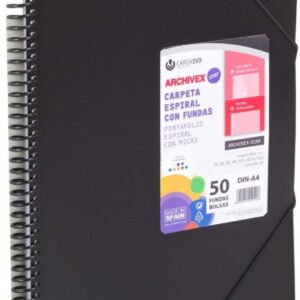 Carpeta A4 50 fundas Espiral y Gomas